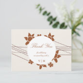 Elegante herfst twee kleuren zijbloem bedankkaart (Staand voorkant)