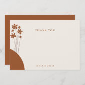 Elegante herfst twee kleuren zijbloemen blanco bedankkaart (Voorkant / Achterkant)