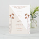 Elegante herfst twee kleuren zijbloemen uitnodigin kaart (Staand voorkant)