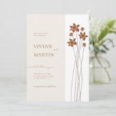 Elegante herfst twee kleuren zijbloemen uitnodigin kaart (Staand voorkant)