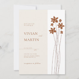 Elegante herfst twee kleuren zijbloemen uitnodigin kaart