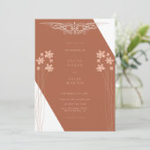 Elegante herfst twee kleuren zijbloemen uitnodigin kaart (Staand voorkant)