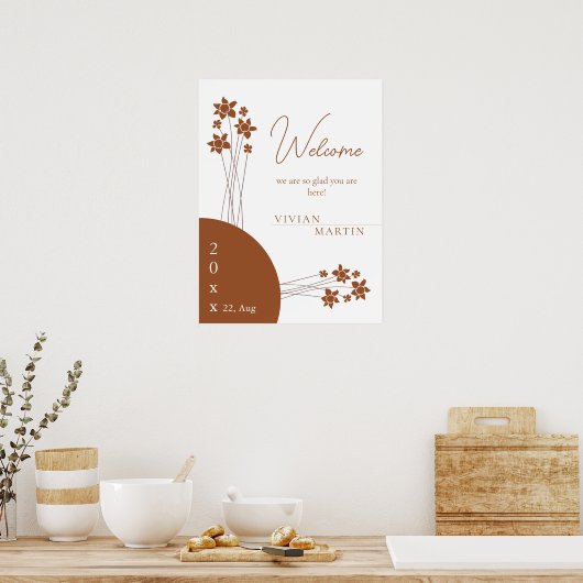Elegante herfst twee kleuren zijbloemen welkom poster (Keuken)