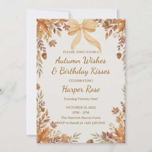 Elegante Herfst verjaardagsuitnodiging Kaart (Voorkant)