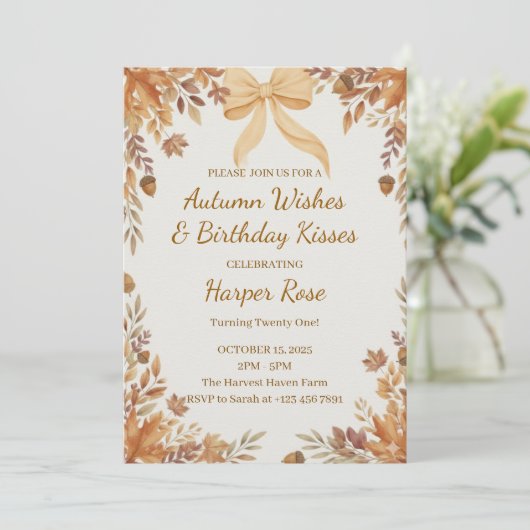 Elegante Herfst verjaardagsuitnodiging Kaart (Staand voorkant)