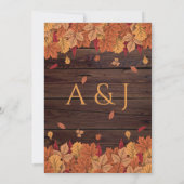 Elegante herfst verlaat rustieke bruiloft kaart (Achterkant)