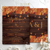 Elegante herfst verlaat rustieke bruiloft kaart