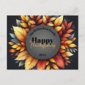 Elegante herfst verlaat Thanksgiving familienaam j Briefkaart (Voorkant)