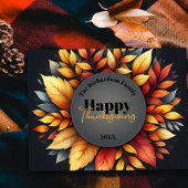 Elegante herfst verlaat Thanksgiving familienaam j Briefkaart