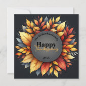 Elegante herfst verlaat Thanksgiving familienaam j Feestdagenkaart (Voorkant)