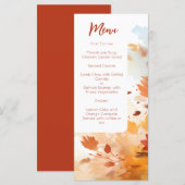 Elegante herfst watercolor blad bruiloft menu (Voorkant / Achterkant)