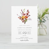 Elegante herfst watercolor boeket bruiloft uitnodi kaart (Staand voorkant)