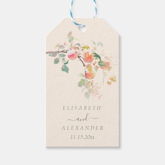 Elegante Herfst Waterverf Appels bruiloft Cadeaulabel (Voorkant)