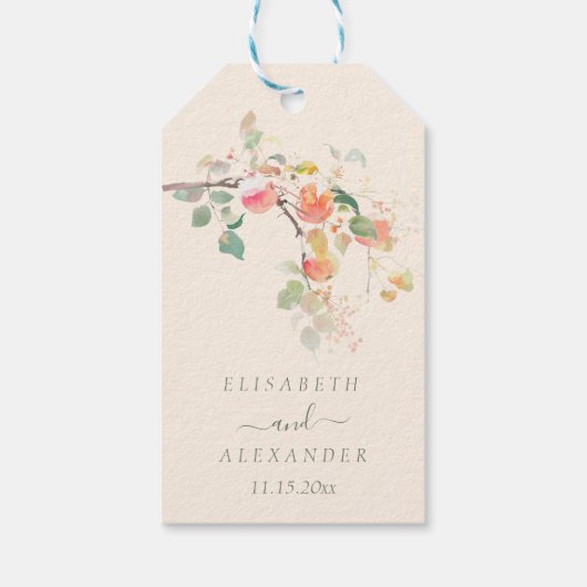 Elegante Herfst Waterverf Appels bruiloft Cadeaulabel (Achterkant)