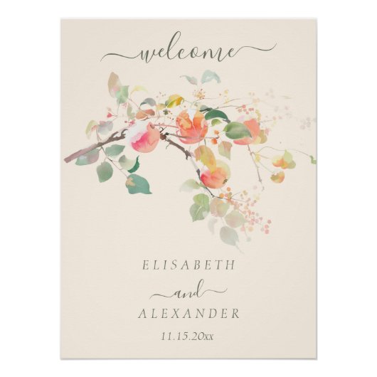 Elegante Herfst Waterverf Appels bruiloft Perfect Poster (Voorkant)