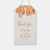 Elegante herfst waterverf bladeren herfst bruiloft cadeaulabel (Voorkant)