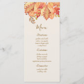 Elegante herfst waterverf bladeren herfst bruiloft menu (Voorkant)