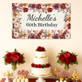 Elegante Herfst Waterverf Bloem 60e Verjaardag Spandoek