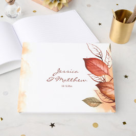 Elegante herfst waterverf bloem bruiloft  gastenboek