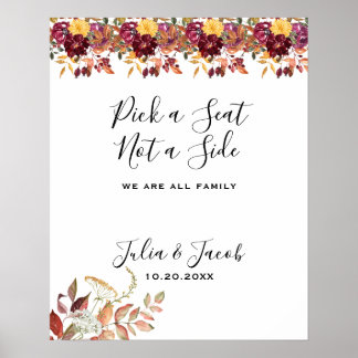 Elegante herfst waterverf bloem bruiloft poster