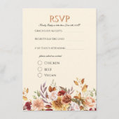 Elegante herfst waterverf bloemen bruiloft RSVP Informatiekaartje (Voorkant)