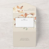 Elegante Herfst Waterverf Bloemen + Ecru Huwelijk All In One Uitnodiging (Buitenkant)