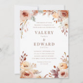 Elegante Herfst Waterverf Bloemen Huwelijksuitnodi Kaart (Voorkant)