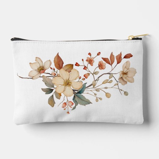 Elegante Herfst Waterverf Bloemen Wit Monogram Etui (Achterkant)