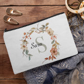 Elegante Herfst Waterverf Bloemen Wit Monogram Etui