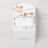 Elegante Herfst Waterverf Bloemen + Witte Huwelijk All In One Uitnodiging (Buitenkant)