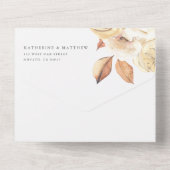 Elegante Herfst Waterverf Bloemen + Witte Huwelijk All In One Uitnodiging (Achterkant)