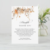 Elegante Herfst Waterverf Bloemenbegrafenis Dank u Bedankkaart (Staand voorkant)
