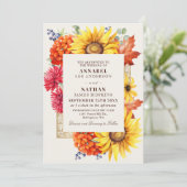 Elegante Herfst Waterverf Bloemenfoto Kaart (Staand voorkant)