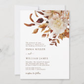 Elegante herfst waterverf bloemige bruiloft kaart (Voorkant)