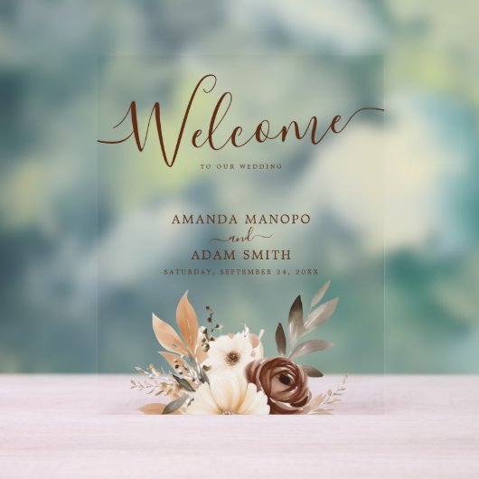 Elegante herfst Waterverf bruiloft welkom Acryl Bord (Neutraal)