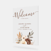 Elegante herfst Waterverf bruiloft welkom Acryl Bord (Hoek)