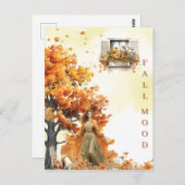 Elegante herfst Waterverf Falling Leaves Herfst Mo Briefkaart (Voorkant / Achterkant)