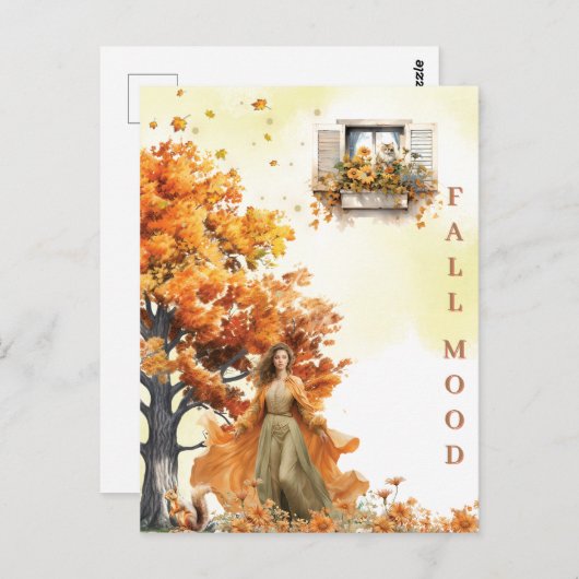 Elegante herfst Waterverf Falling Leaves Herfst Mo Briefkaart (Voorkant / Achterkant)