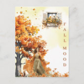 Elegante herfst Waterverf Falling Leaves Herfst Mo Briefkaart (Voorkant)