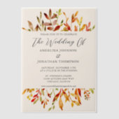 Elegante Herfst Waterverf verlaat bruiloft Vellum Uitnodigingen (Voorkant)