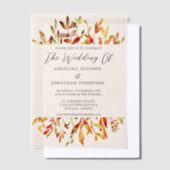 Elegante Herfst Waterverf verlaat bruiloft Vellum Uitnodigingen (Offset)