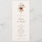 Elegante herfst waterverf wilde bloemen bruiloft programmakaart (Voorkant)
