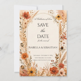 Elegante herfst-wildbloem save the date