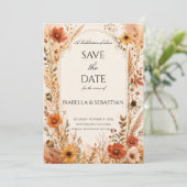 Elegante herfst-wildbloem save the date (Staand voorkant)