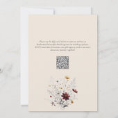 Elegante Herfst Wildbloemen Bourgondische bruiloft Kaart (Achterkant)