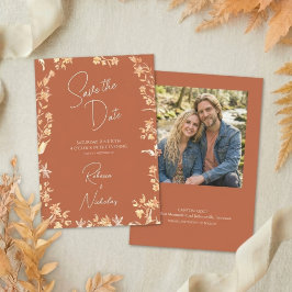 Elegante herfst-wildbloemen verbrand oranje 1 foto save the date