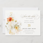 Elegante Herfst Wilde Bloem Pompoen Watercolor Tro Save The Date (Voorkant)
