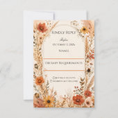Elegante herfst wilde bloemen bruiloft RSVP kaartje (Voorkant)