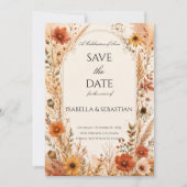Elegante herfst wilde bloemen bruiloft save the date (Voorkant)