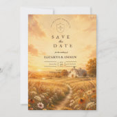Elegante herfst wilde bloemen bruiloft save the date (Voorkant)